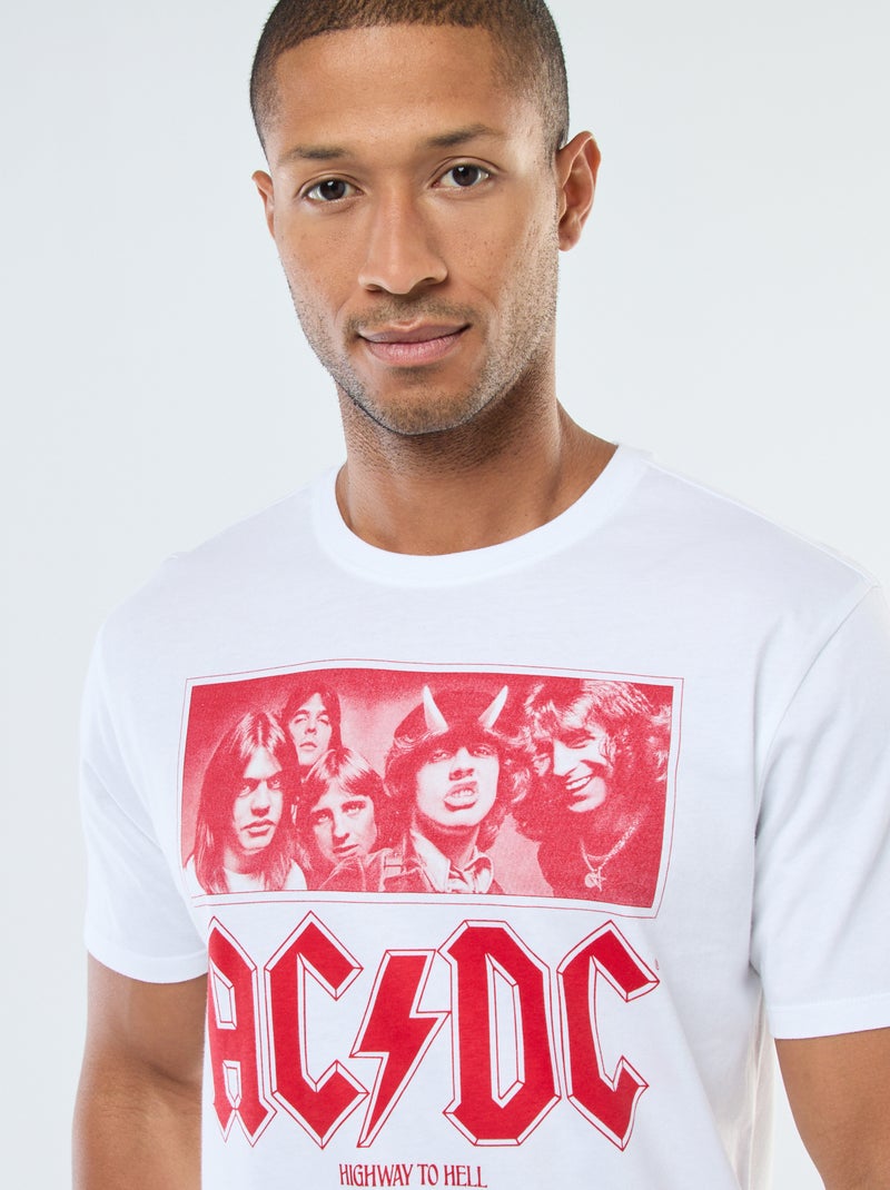 T-shirt imprimé 'AC/DC' à manches courtes Blanc - Kiabi