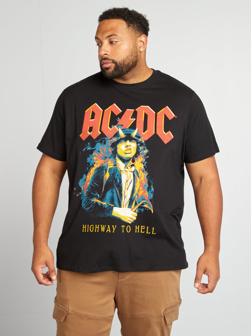 T-shirt imprimé AC/DC manches courtes noir - Kiabi