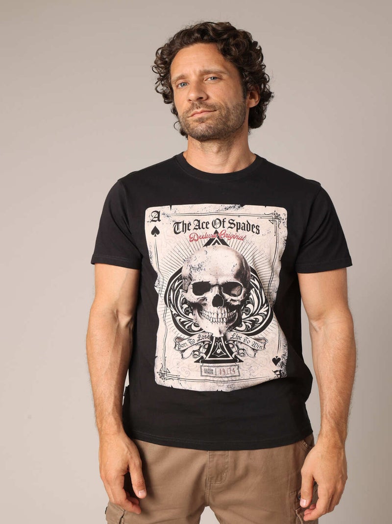 T-shirt imprimé "Ace of Spades" effet vintage 'Deeluxe' gris anthracite - Kiabi