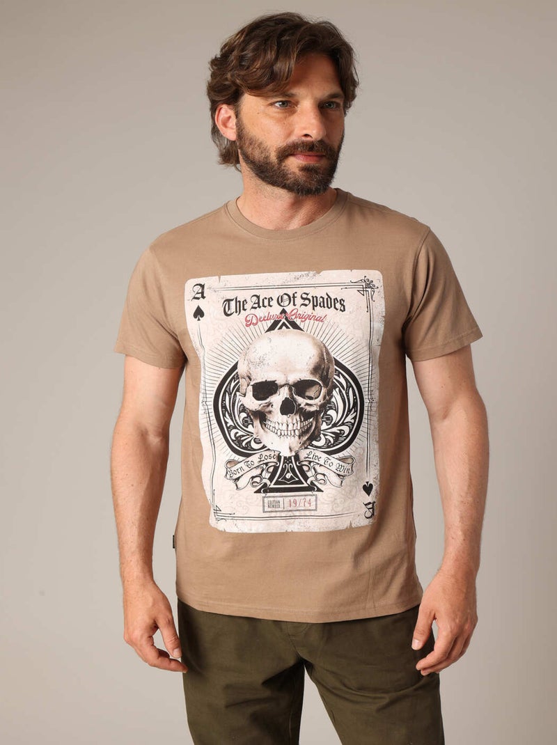 T-shirt imprimé "Ace of Spades" effet vintage 'Deeluxe' Gris taupe - Kiabi