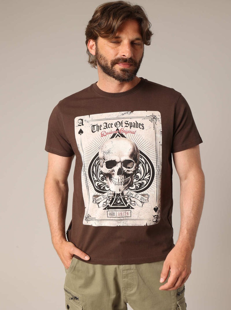 T-shirt imprimé "Ace of Spades" effet vintage 'Deeluxe' Marron cappuccino - Kiabi