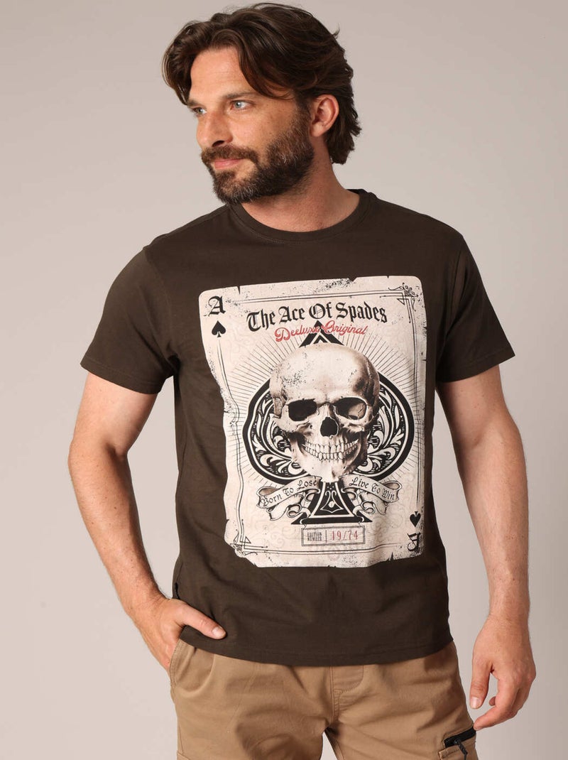T-shirt imprimé "Ace of Spades" effet vintage 'Deeluxe' Vert foncé - Kiabi