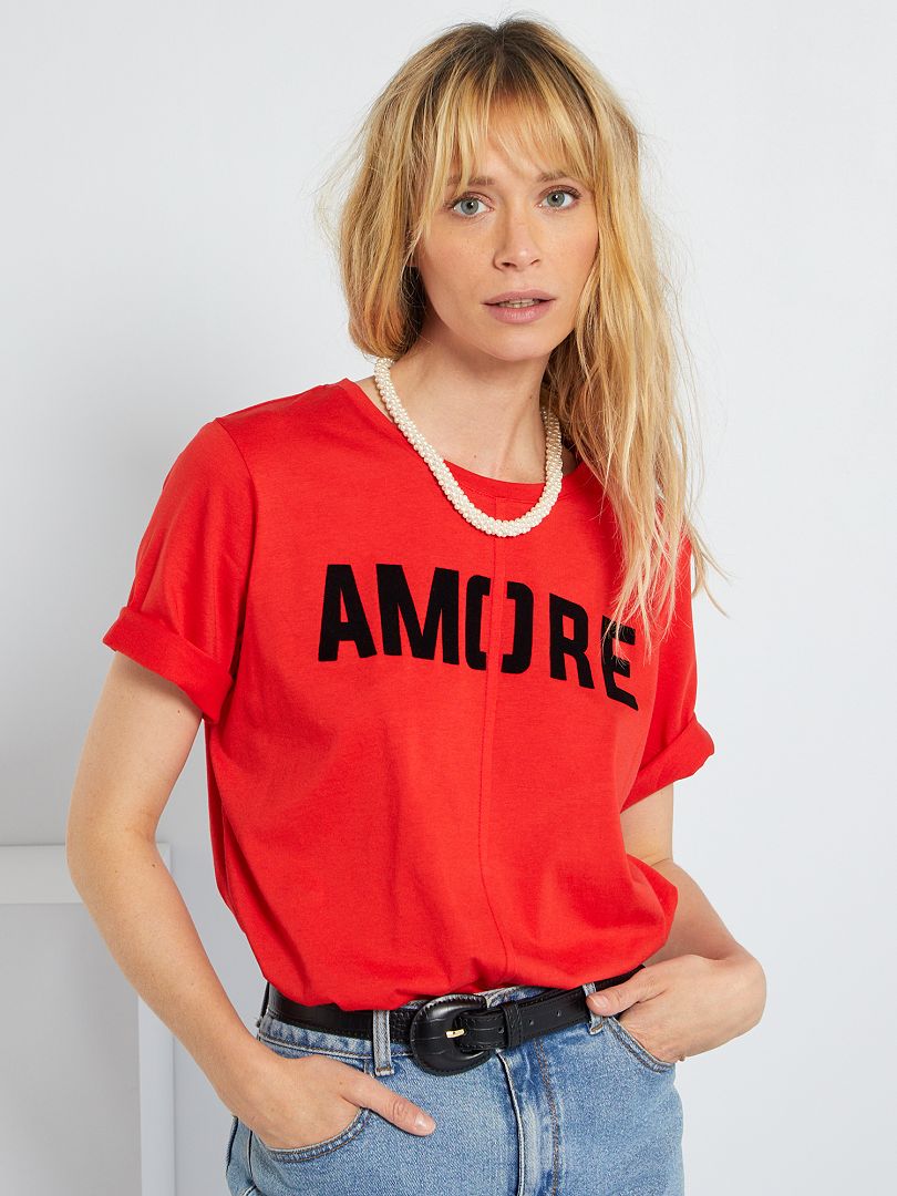 T-shirt imprimé 'Amore' rouge - Kiabi