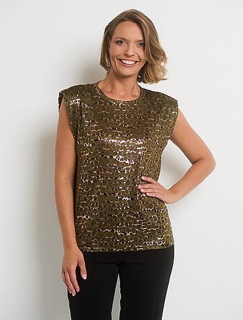 T-shirt imprimé animalier sans manches