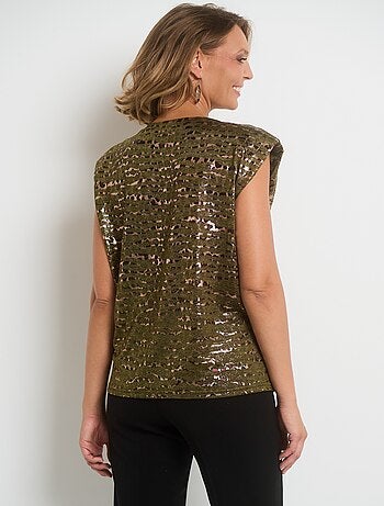 T-shirt imprimé animalier sans manches