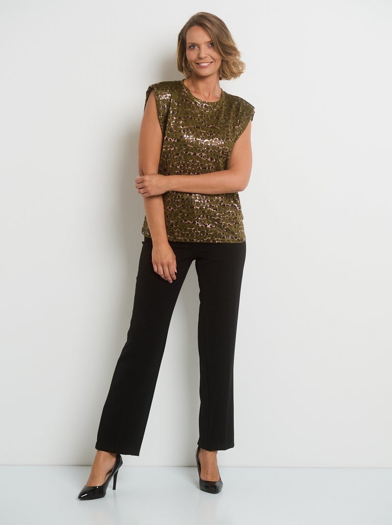 T-shirt imprimé animalier sans manches Kaki - Kiabi