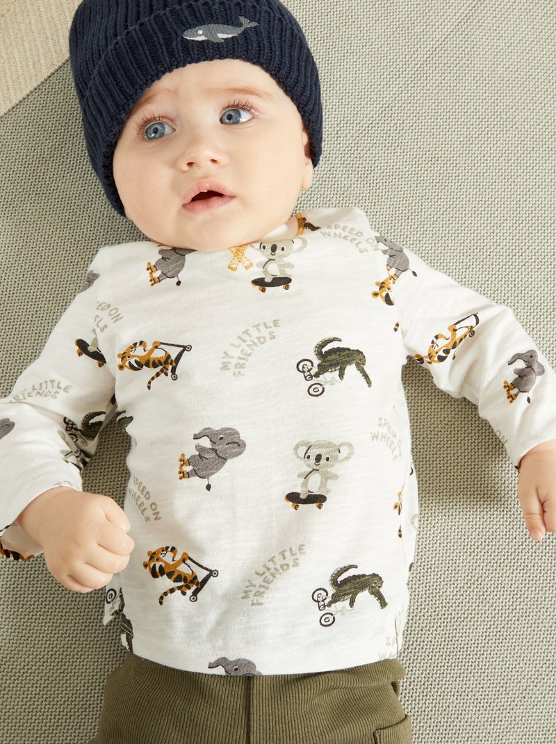 T-shirt imprimé 'animaux' blanc - Kiabi