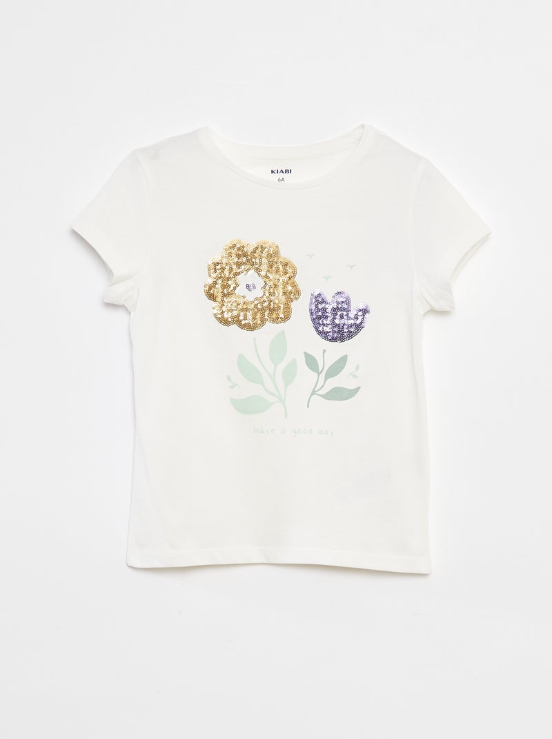 T-shirt imprimé animé manches courtes Blanc - Kiabi
