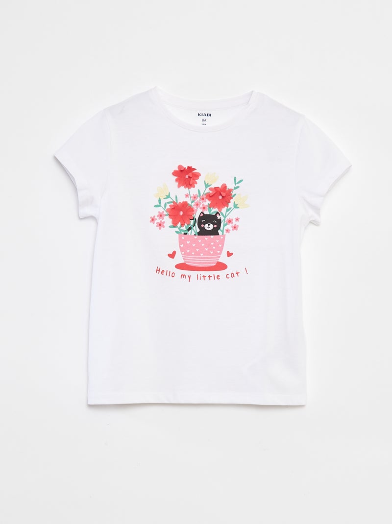 T-shirt imprimé animé manches courtes Blanc - Kiabi