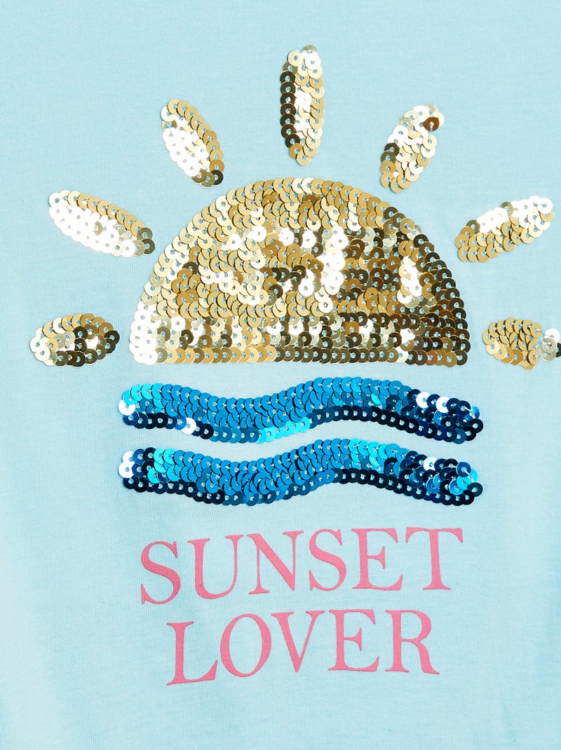 T-shirt imprimé animé manches courtes Bleu - Kiabi