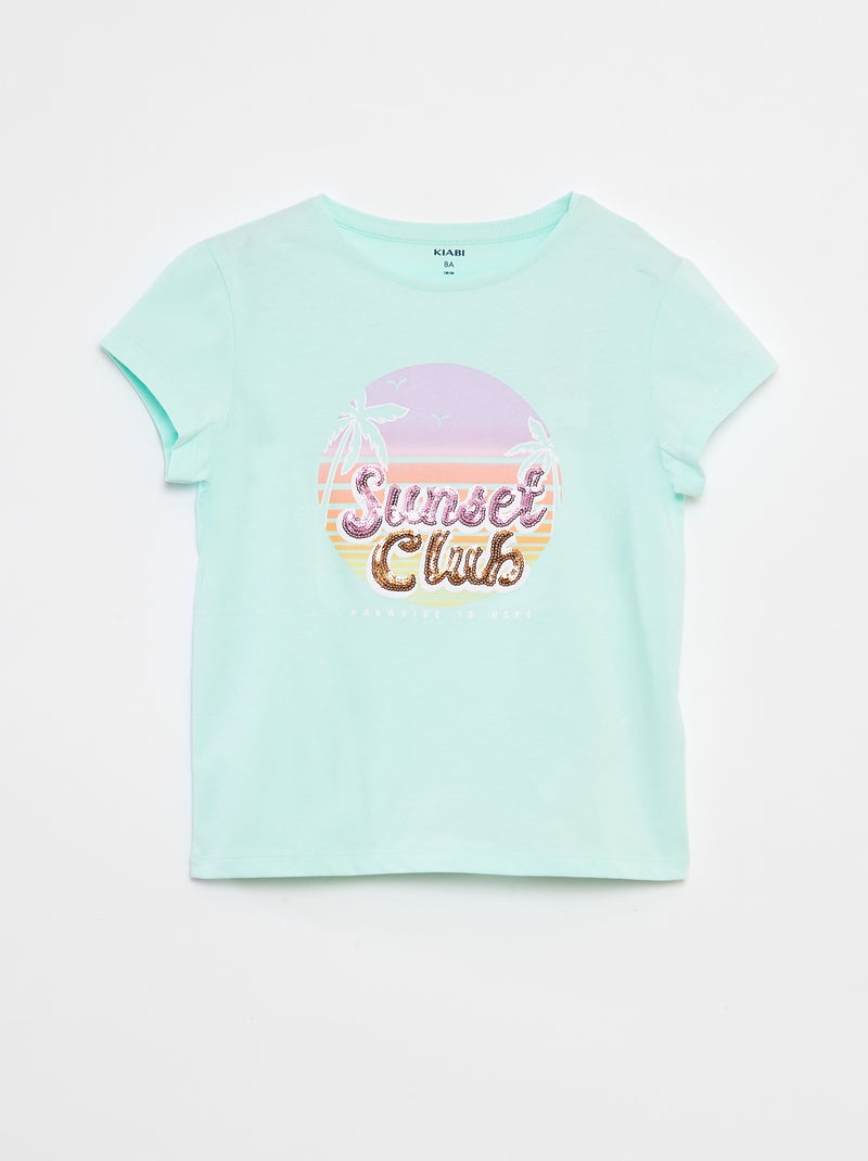 T-shirt imprimé animé manches courtes Bleu - Kiabi