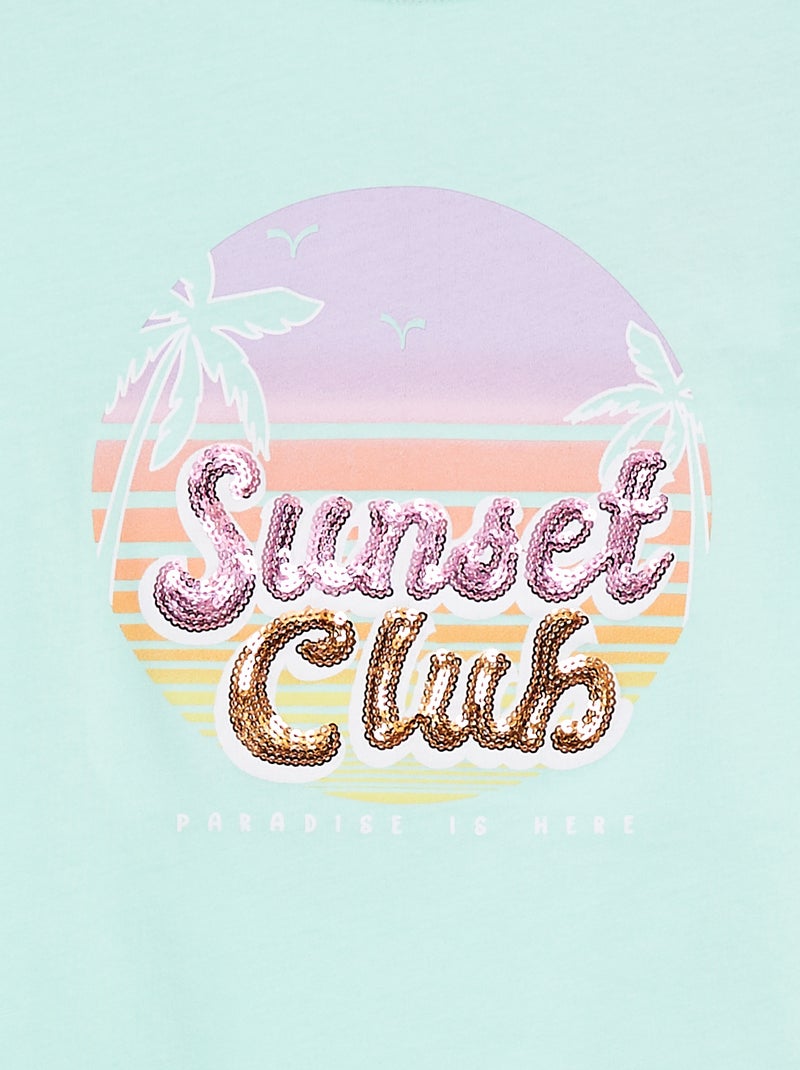 T-shirt imprimé animé manches courtes Bleu - Kiabi