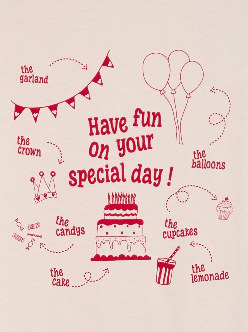 T-shirt imprimé anniversaire Rose - Kiabi