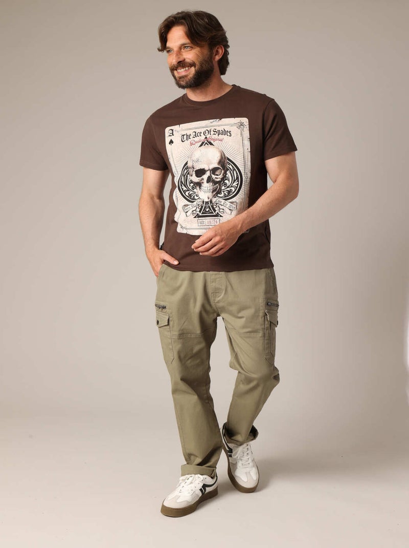 T-shirt imprimé As de pique effet vintage 'Deeluxe' Marron cappuccino - Kiabi
