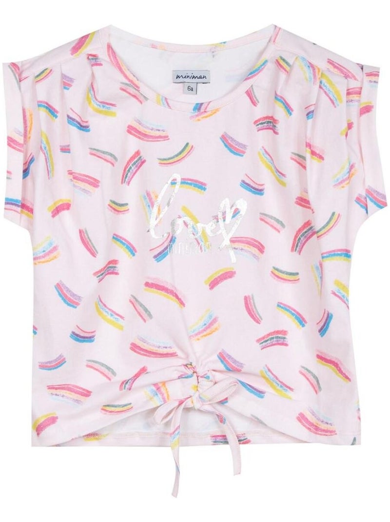 T-shirt Imprimé Avec Noeud Fantaisie Oeko-tex 'miniman' Rose pâle - Kiabi