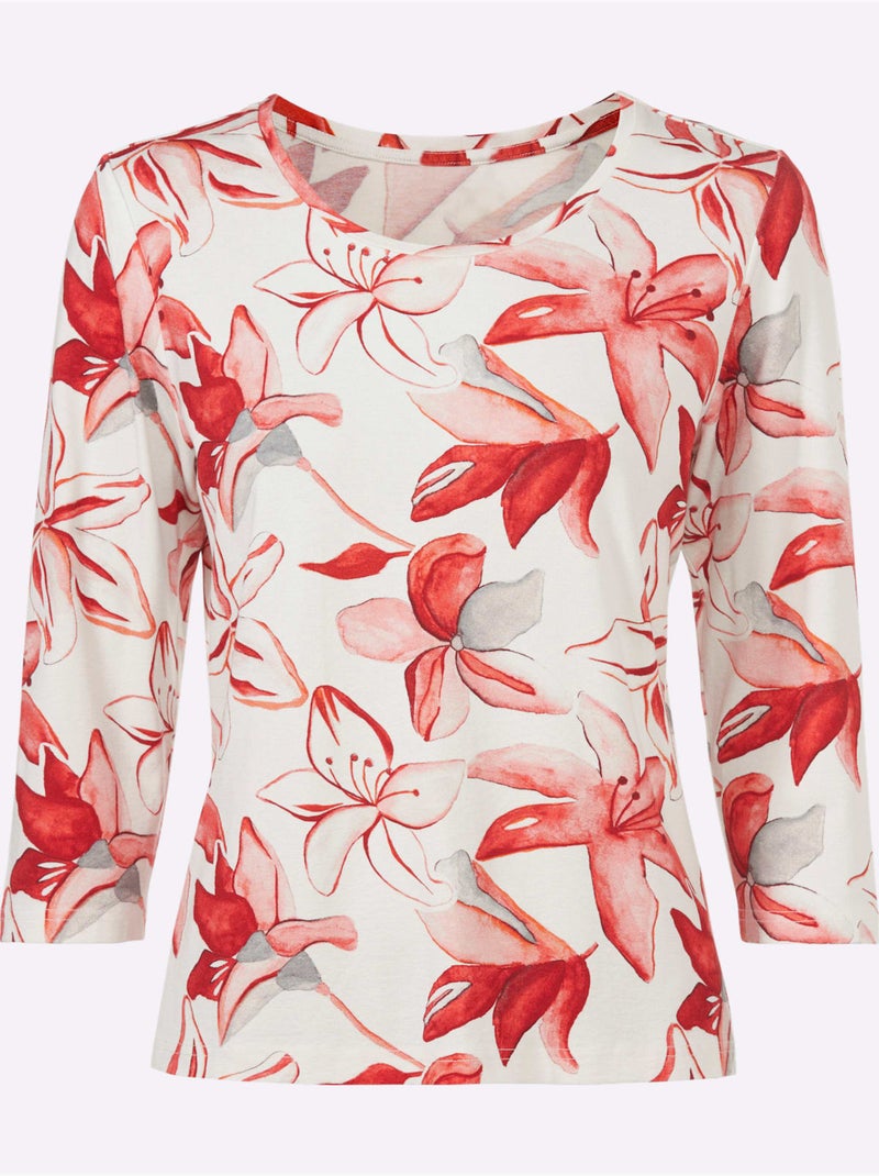 T-shirt Imprimé Avec Viscose (ecovero) - Taille Standard - Witt Ecru/Rouge - Kiabi