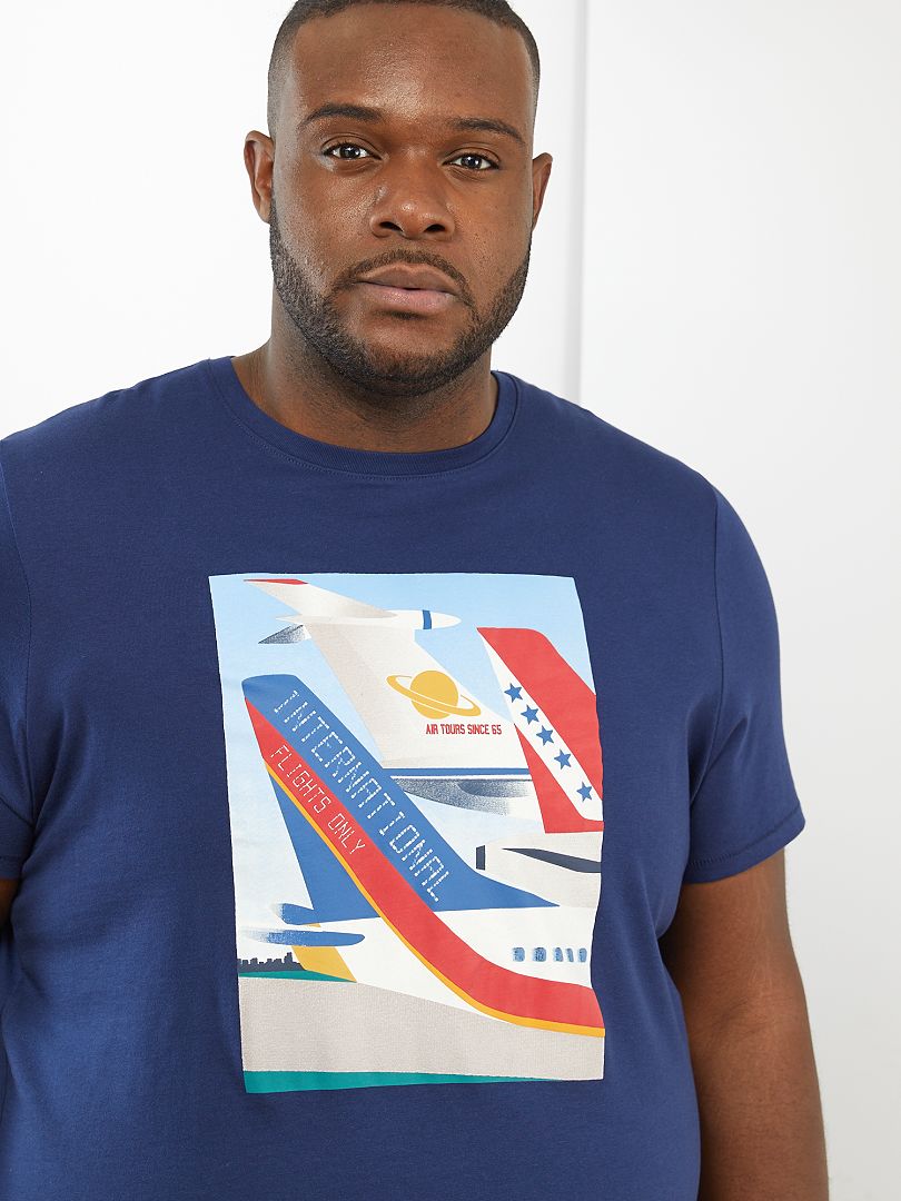 T-shirt imprimé avion bleu marine - Kiabi