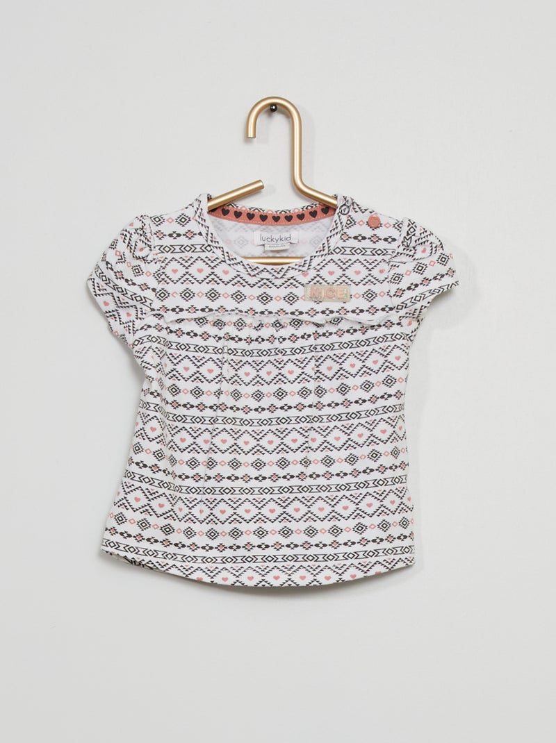 T-shirt imprimé 'aztèque' blanc - Kiabi