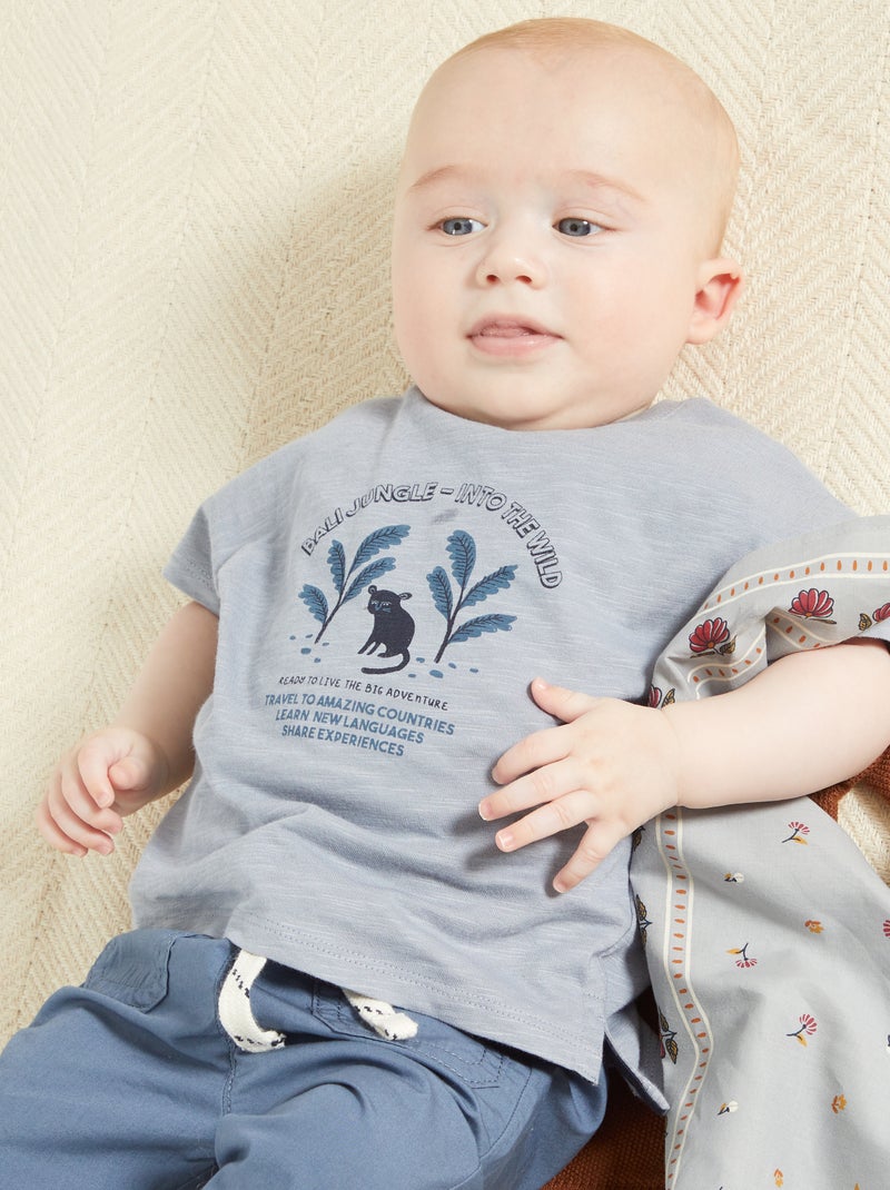 T-shirt imprimé 'Bali Jungle - Into the wild' Gris - Kiabi