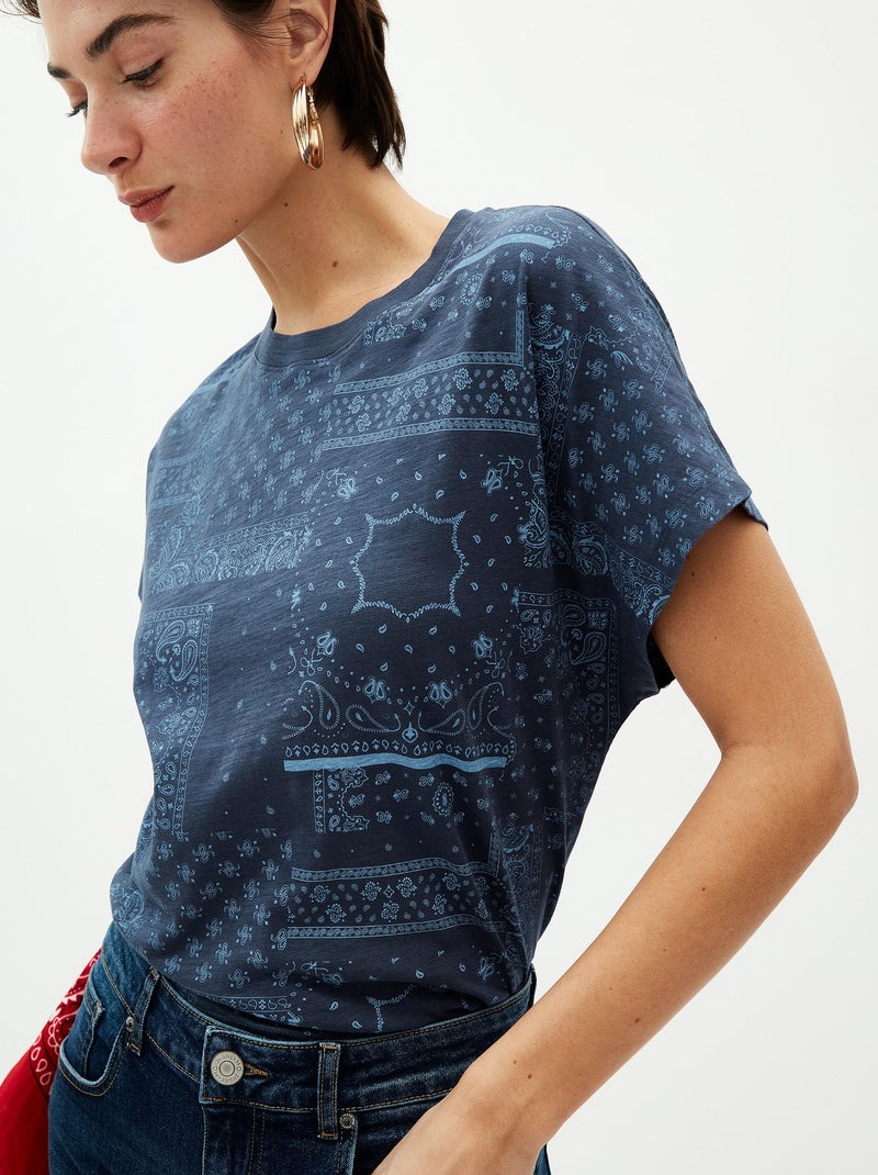 T-shirt imprimé bandana Bleu - Kiabi