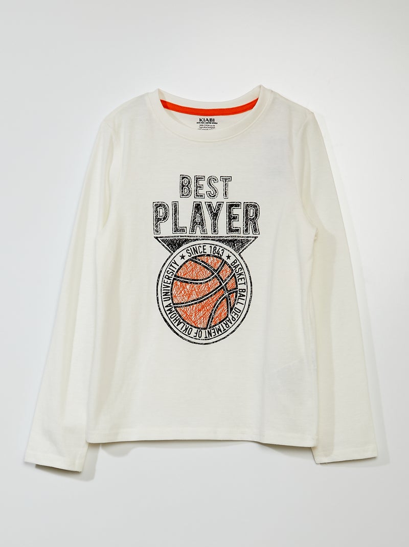 T-shirt imprimé 'Basket' Beige - Kiabi