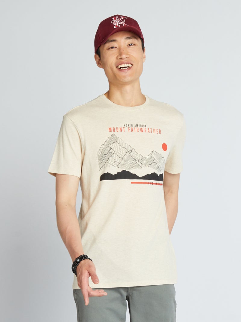 T-shirt imprimé Beige - Kiabi