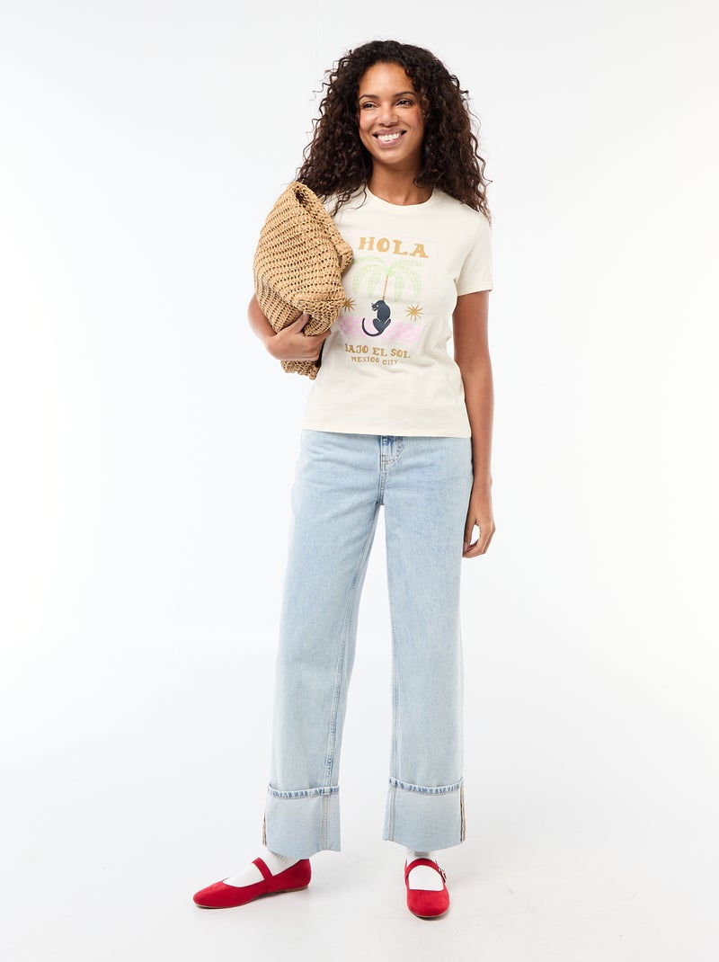T-shirt imprimé Beige - Kiabi