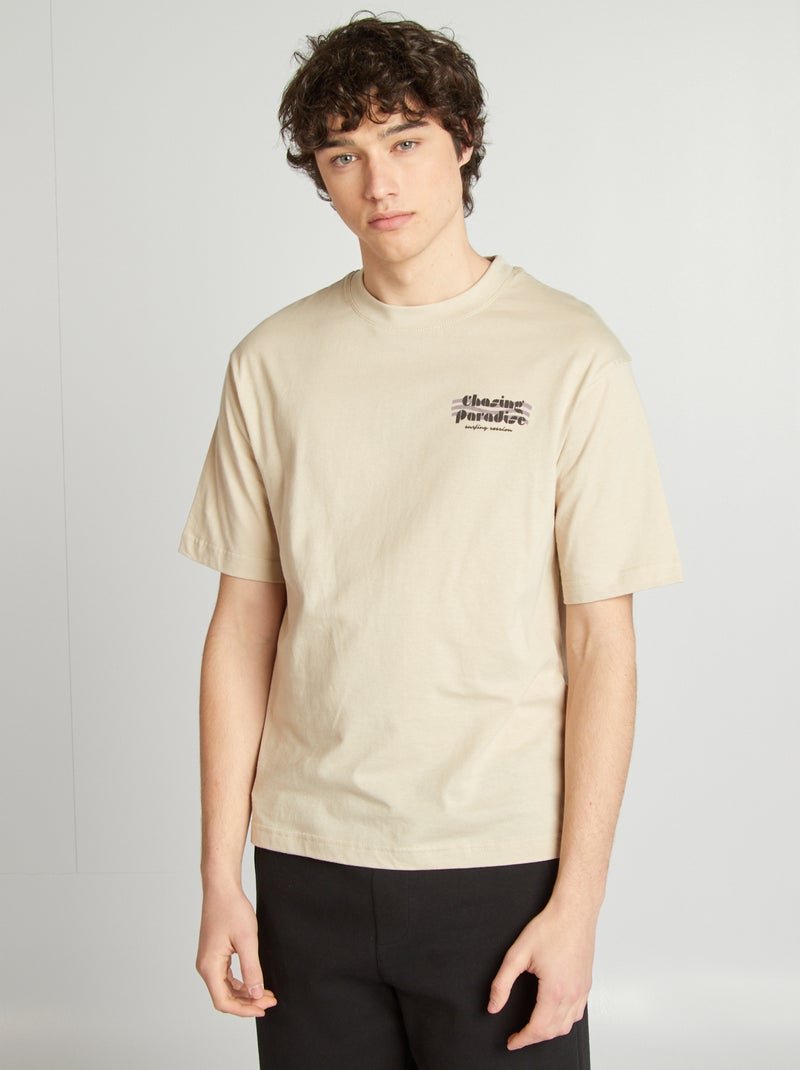 T-shirt imprimé Beige - Kiabi