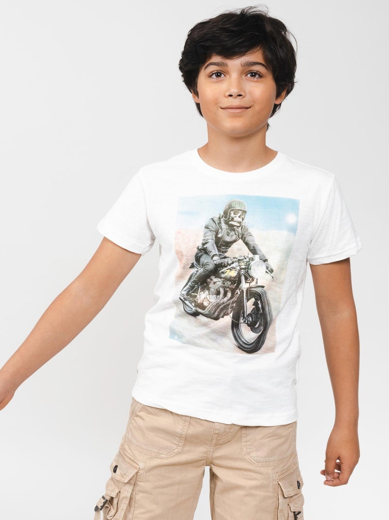 T-shirt imprimé biker 'Deeluxe' Blanc - Kiabi
