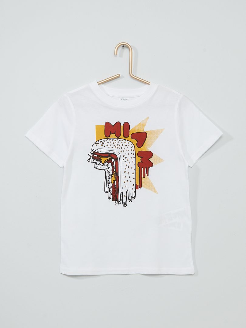 T-shirt imprimé blanc burger - Kiabi