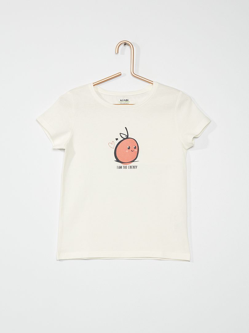 T-shirt imprimé blanc cerises - Kiabi