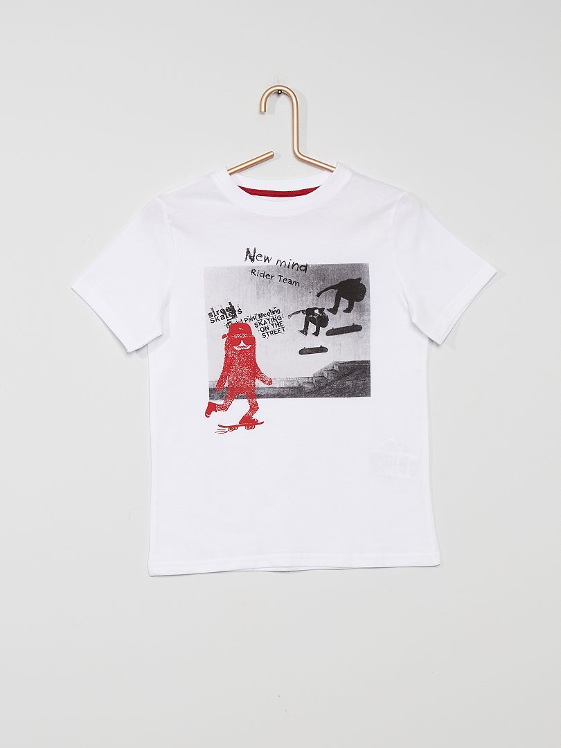 T-shirt imprimé blanc monster - Kiabi