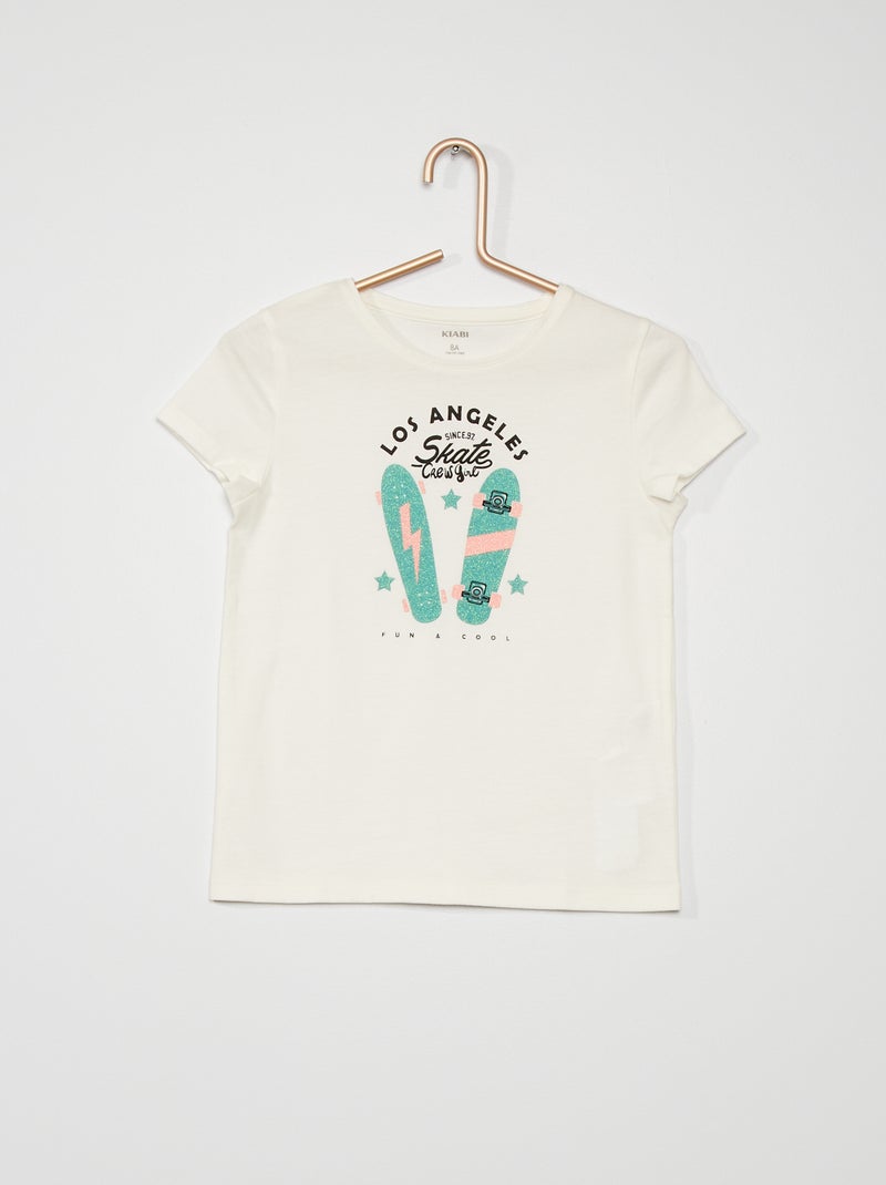 T-shirt imprimé blanc - Kiabi