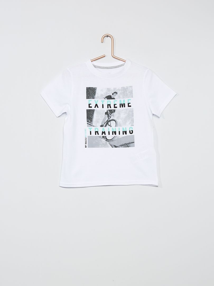 T-shirt imprimé blanc/bike - Kiabi
