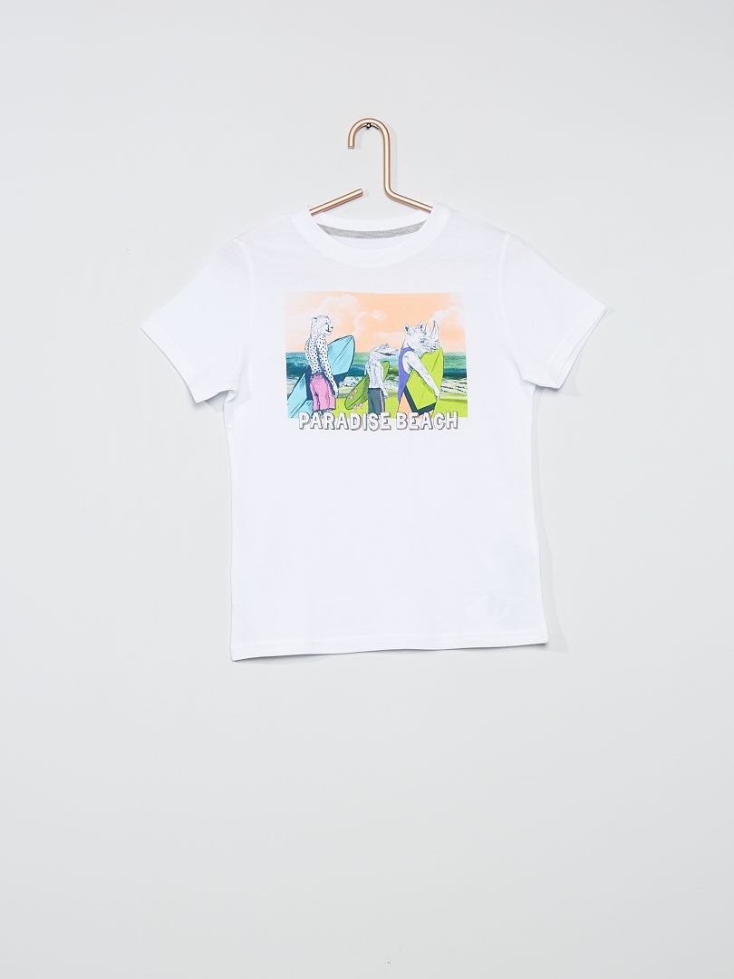 T-shirt imprimé blanc/paradise - Kiabi