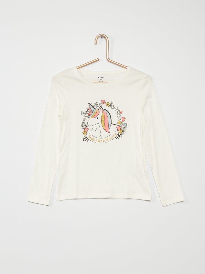 T-shirt Imprimé blanc/rose - Kiabi