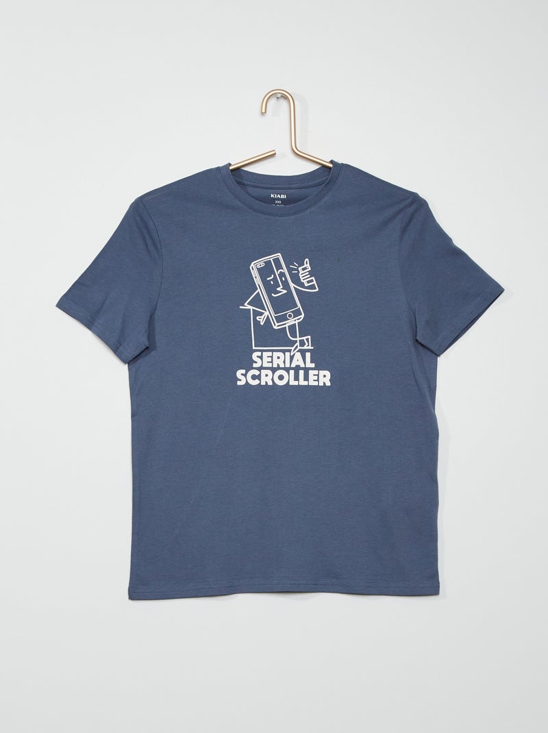 T-shirt imprimé bleu clair - Kiabi