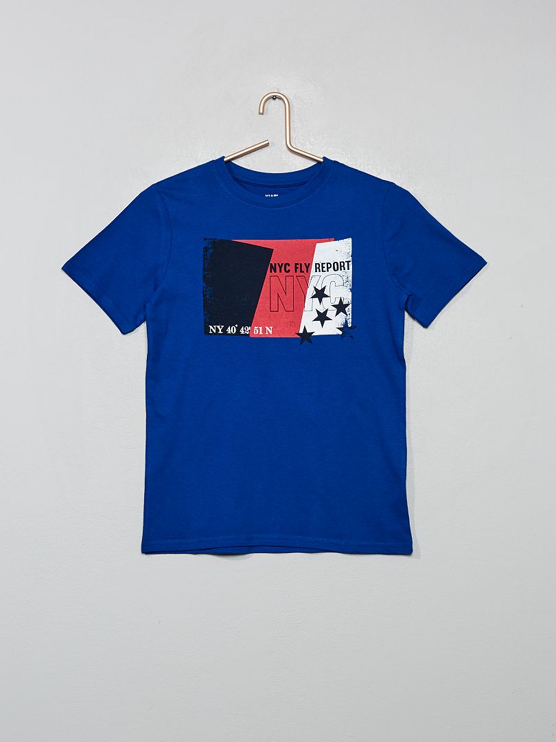 T-shirt imprimé bleu/drapeau - Kiabi