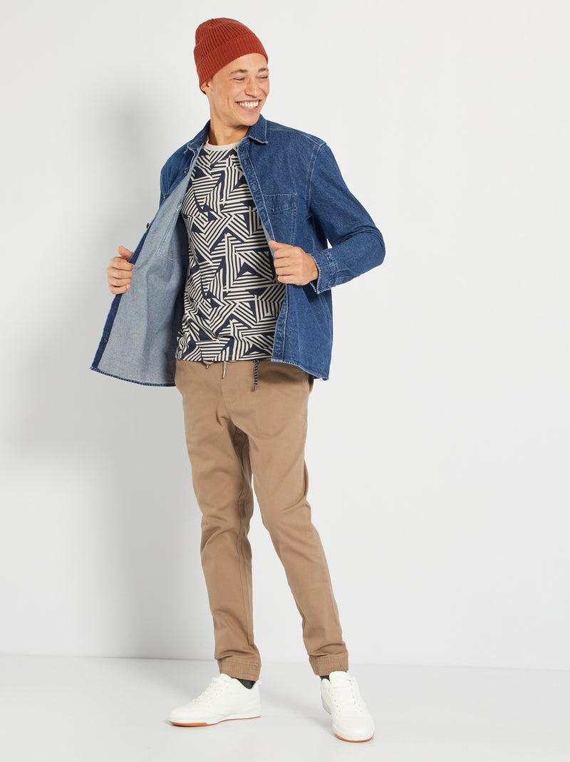 T-shirt imprimé bleu/geo - Kiabi