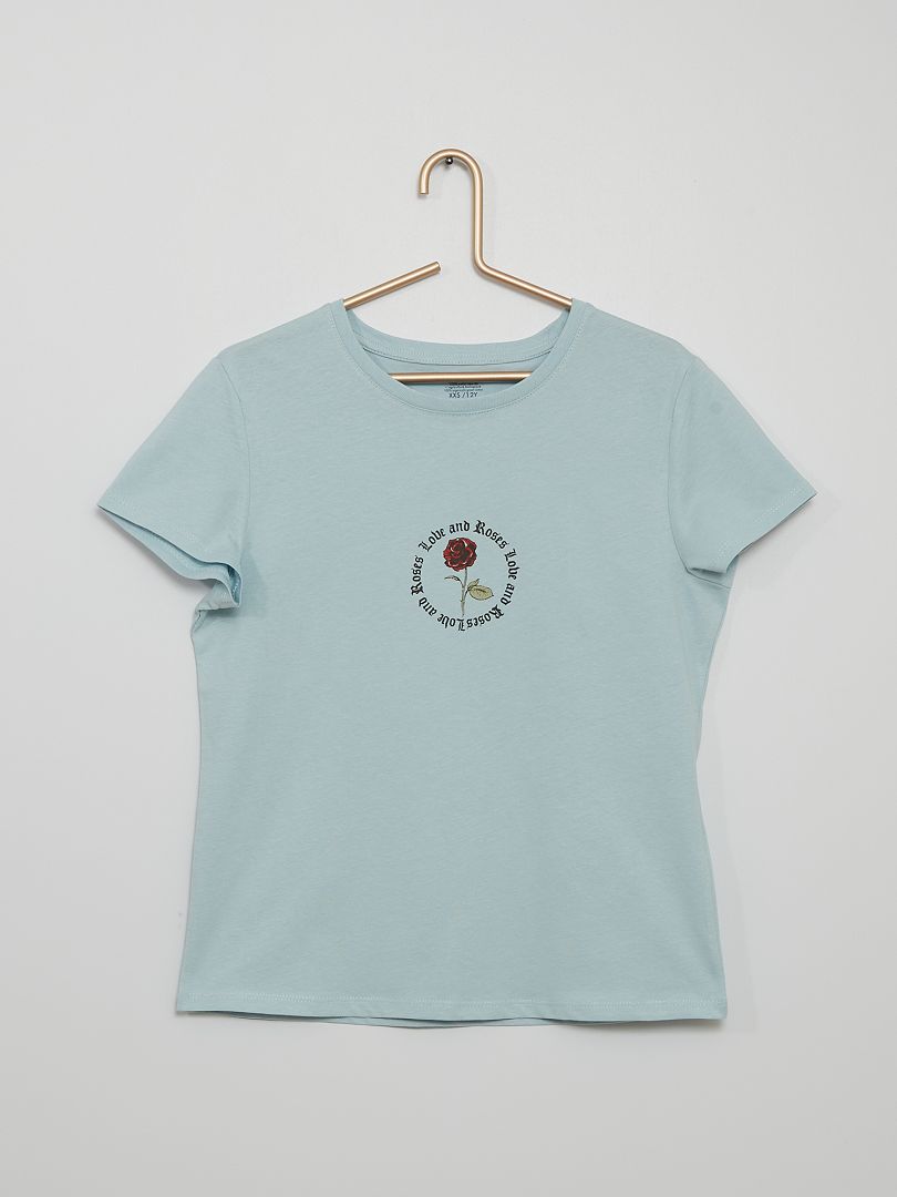 T-shirt imprimé bleu/rose - Kiabi