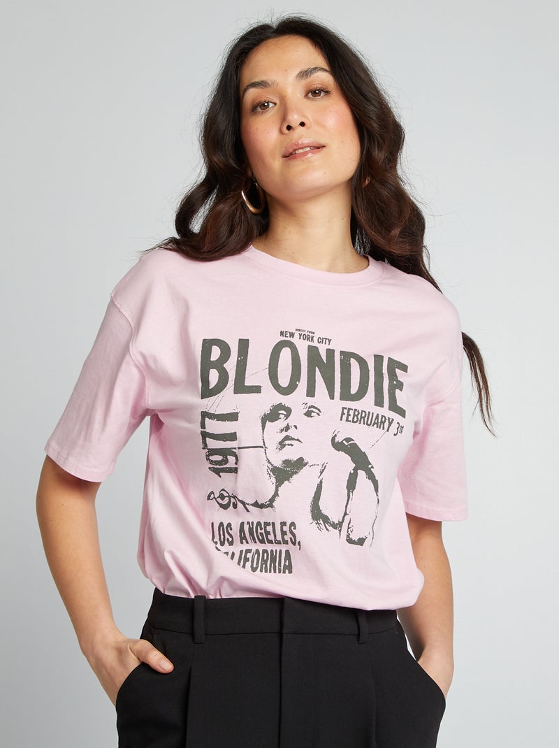 T-shirt imprimé 'Blondie' 'manches courtes ROSE - Kiabi