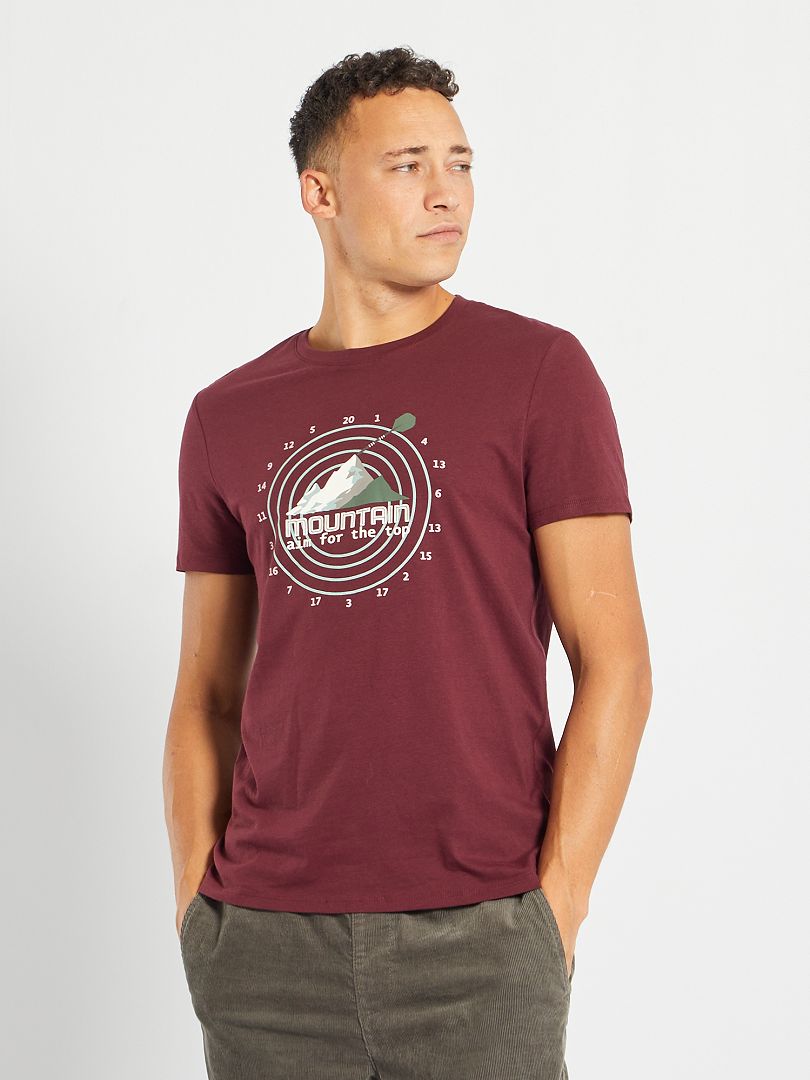 T-shirt imprimé bordeaux/mountain - Kiabi
