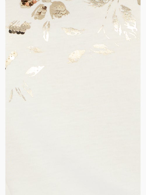 T-shirt imprimé brillant et sequins - Damart - Kiabi