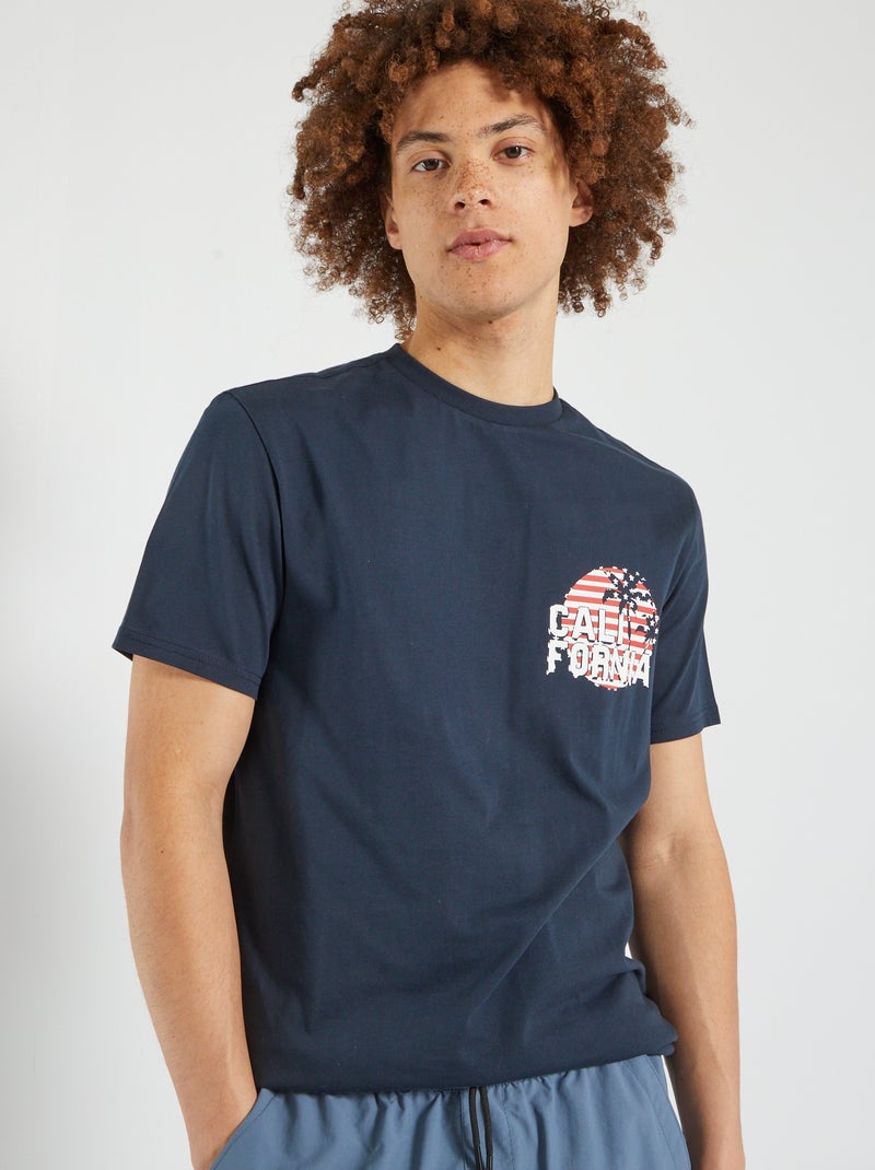T-shirt imprimé 'California' bleu marine - Kiabi
