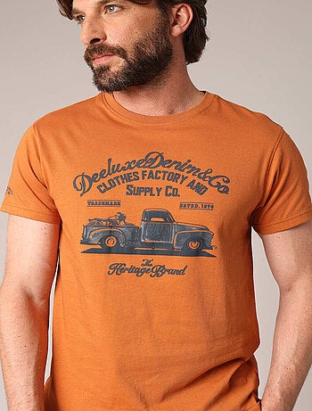 T-shirt imprimé camion rétro, coupe droite et 100% coton 'deeluxe'