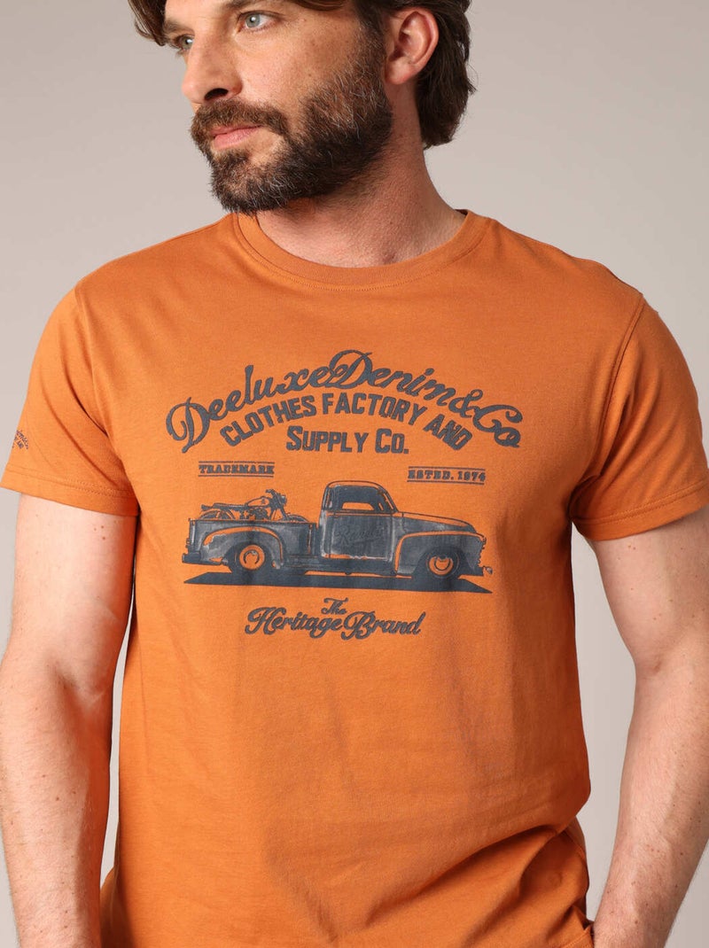 T-shirt imprimé camion rétro, coupe droite et 100% coton. 'Deeluxe' Marron caramel - Kiabi