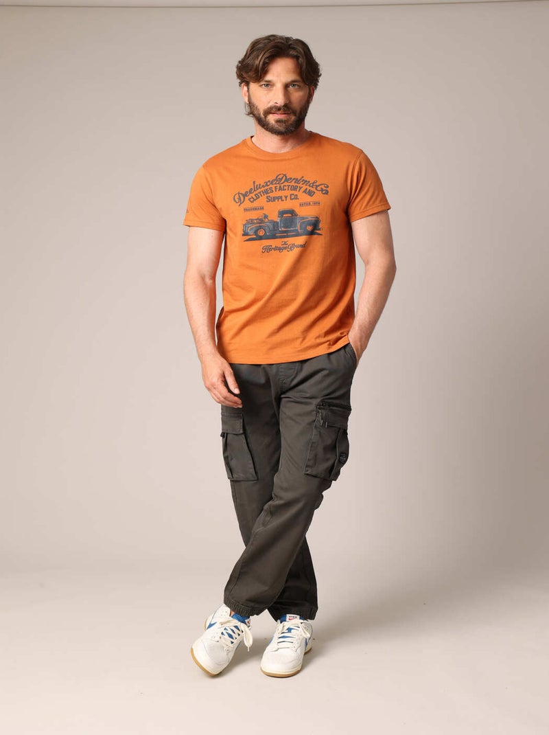 T-shirt imprimé camion rétro, coupe droite et 100% coton. 'Deeluxe' Marron caramel - Kiabi