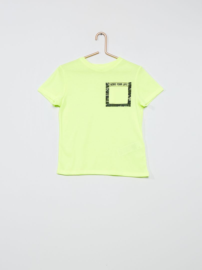 T-shirt imprimé camouflage jaune fluo - Kiabi