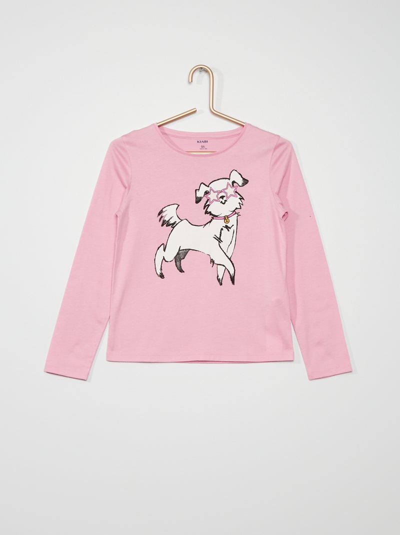 T-shirt imprimé 'chien' ROSE - Kiabi