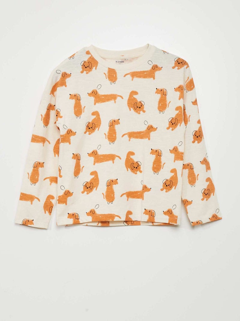 T-shirt imprimé 'chiens' Beige - Kiabi